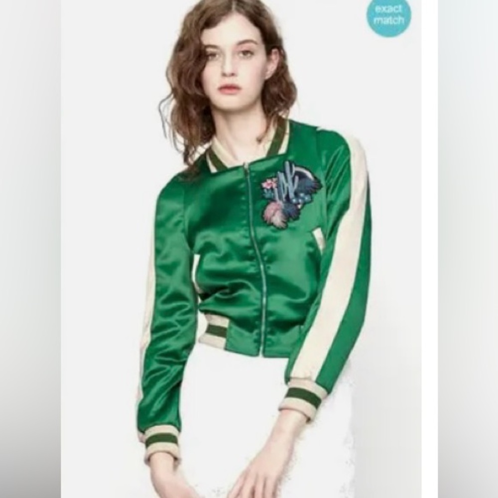 Maje Bacary satin jacket with cactus motif. Size 38 (French)